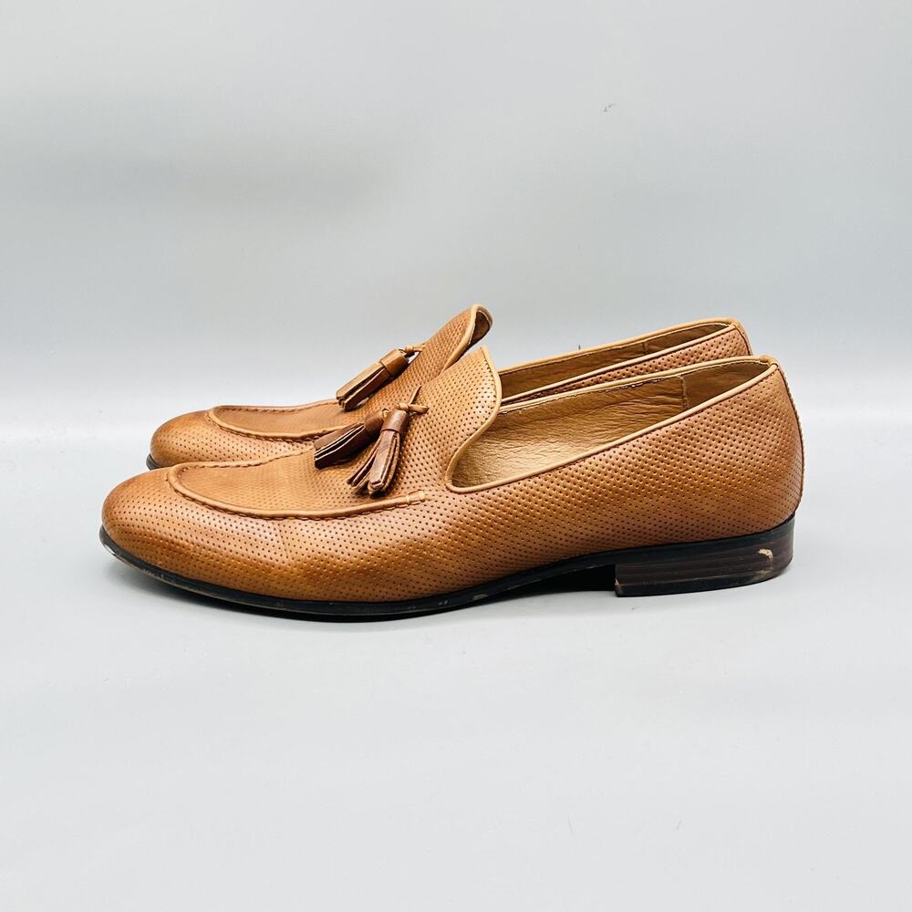 Saks Fifth Avenue Shoes Mens 10.5 Brown Leather Tassel Loafers Dress Brogue - Picture 4 of 11